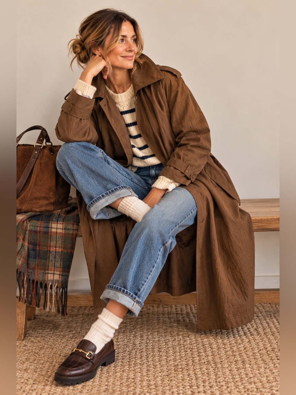 J. Gallery Vintage Petite Brown Trench Coat Removable Liner Made in Korea 2